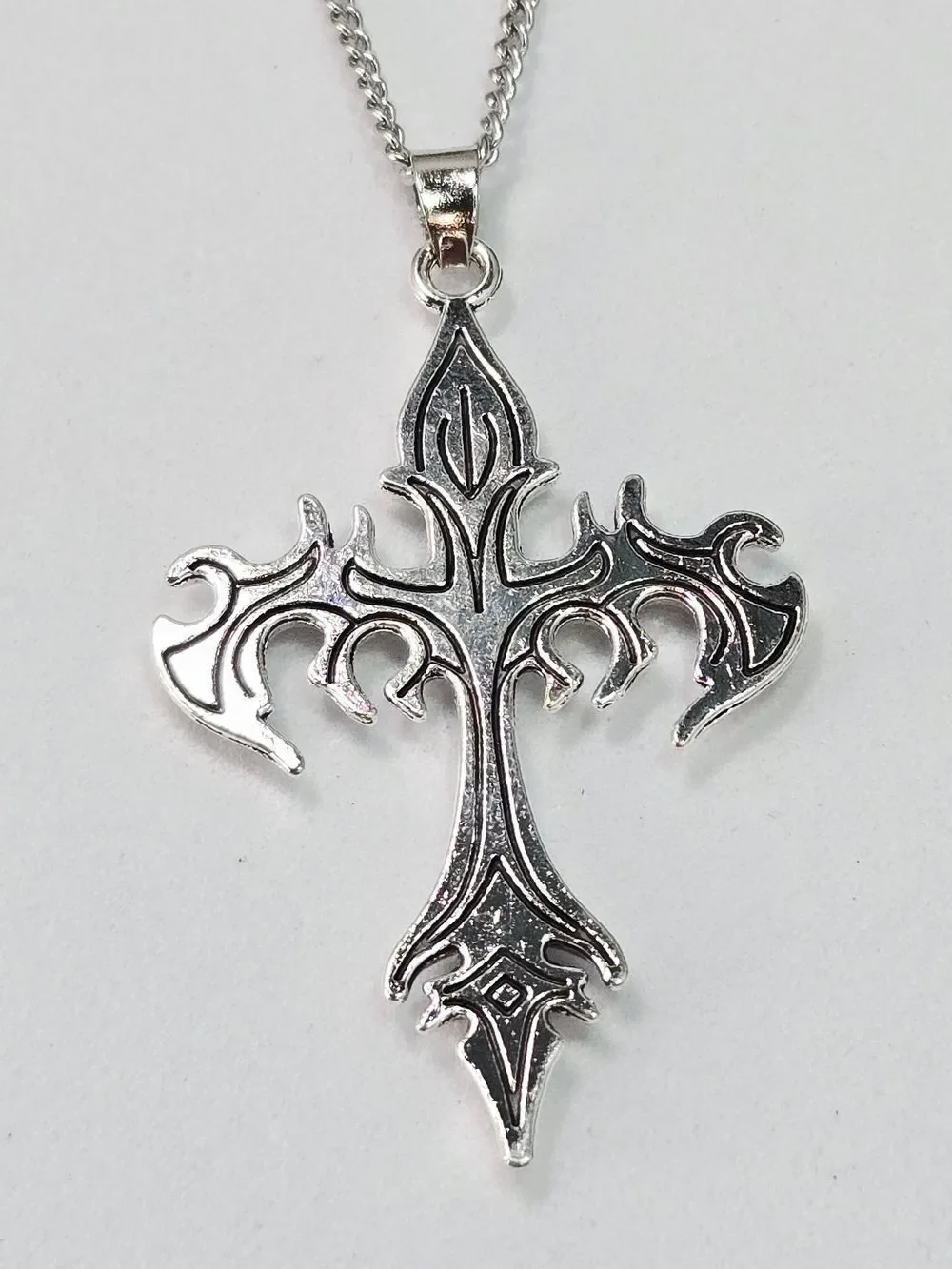 Sacina Gothic Fire Cross Necklace Stainless Steel Flaming Cross Pendant Y2K Punk